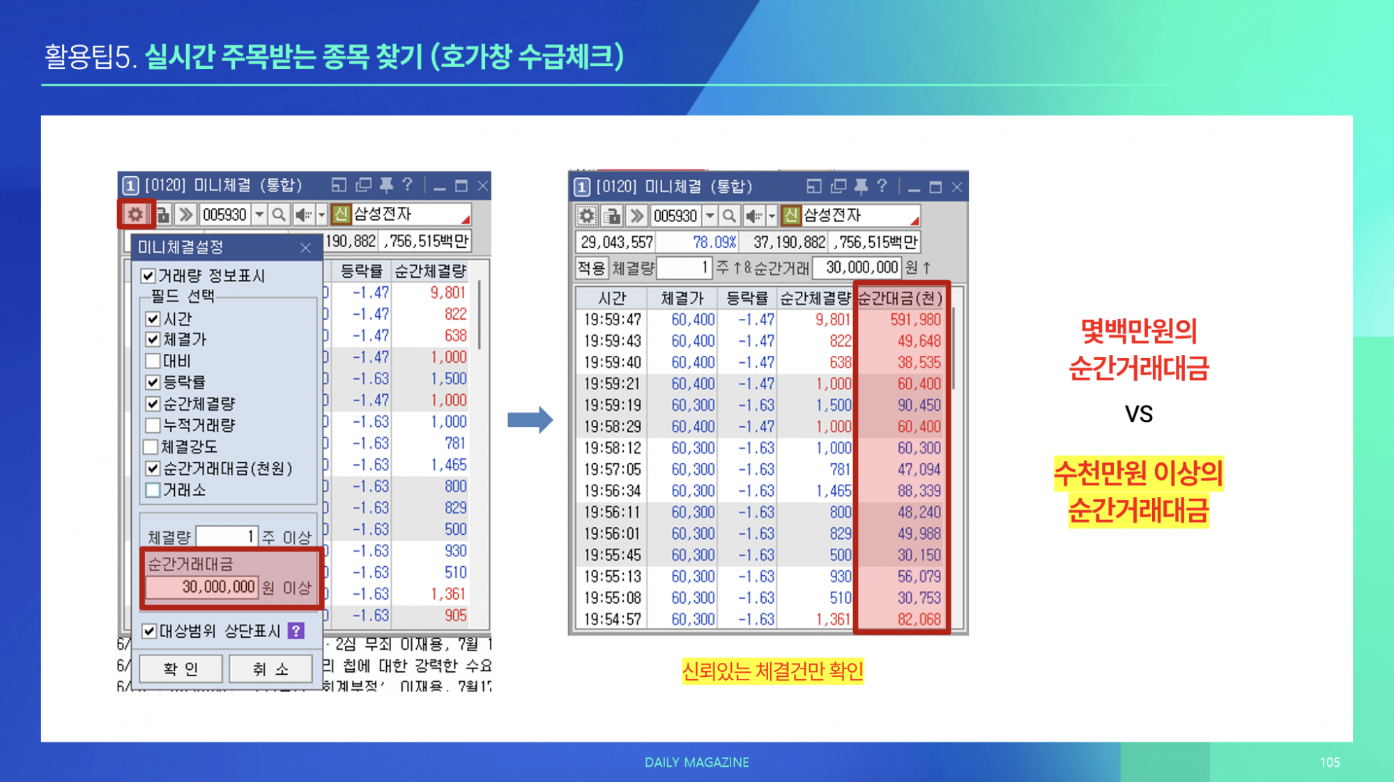 활용팁 5. 실시간 주목받는 종목 찾기 (실시간종목조회 순위, 호가창 수급체크)